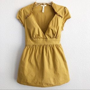 Vintage 90s Mustard Yellow Top w Ribbon in Back. S